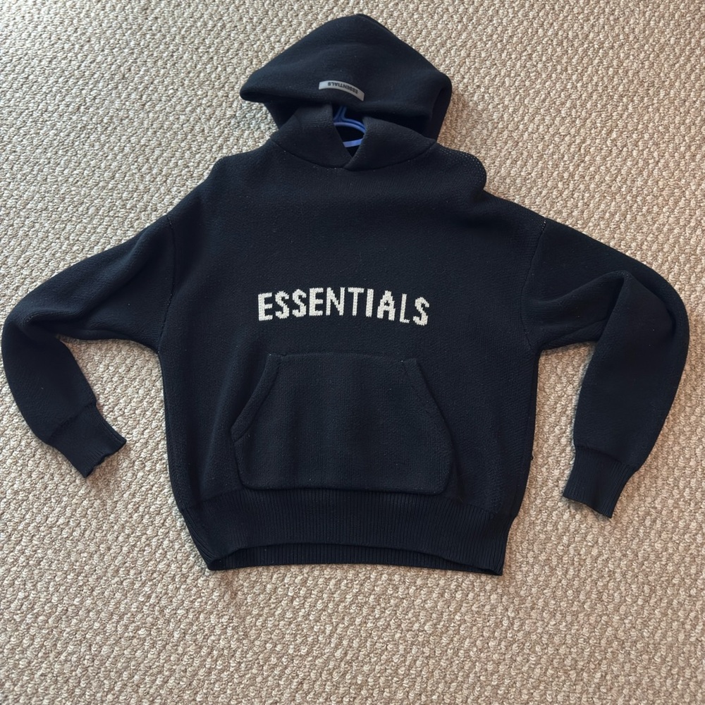 Essentials Fear of God Black Knit Hoodie